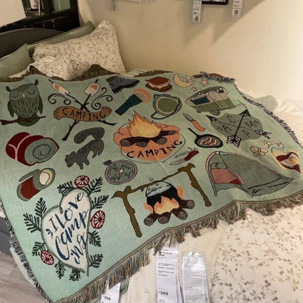 American Retro Bohemian Chenille Camping Blanket - Decorative Sofa Cover & Picnic Tapestry - Image 2