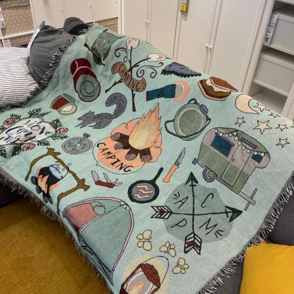 American Retro Bohemian Chenille Camping Blanket - Decorative Sofa Cover & Picnic Tapestry - Image 4