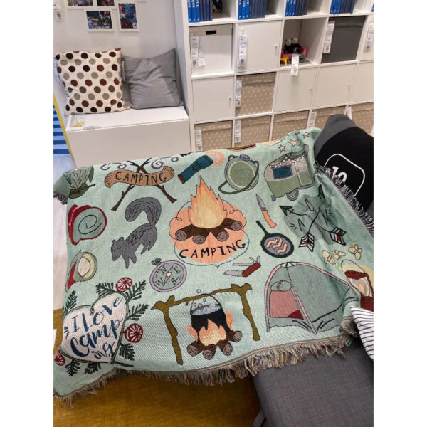 American Retro Bohemian Chenille Camping Blanket - Decorative Sofa Cover & Picnic Tapestry - Image 5
