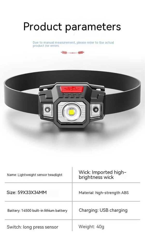 Lightweight USB Charging Induction Headlamp - Camping Essential - Image 8
